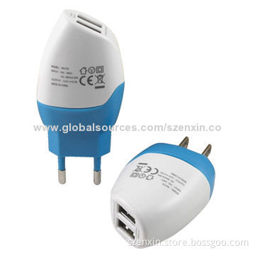 2.1A New Star Dual USB Wall Charger for Mobile Phone and Tablet PC
